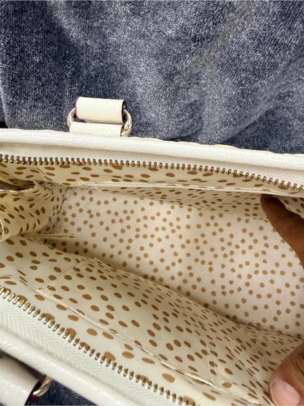 kate spade Cream Woven Dome Tote with White Trim